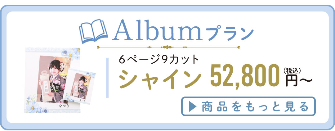 Albumプラン。多彩なデザインとページカット。シャイン 52,800円から。