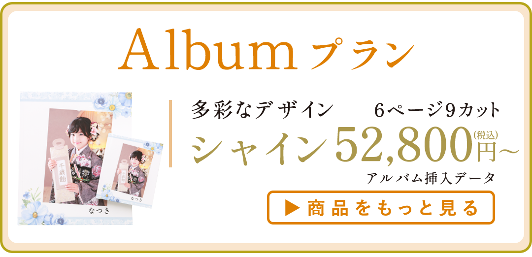 Albumプラン。多彩なデザインとページカット。シャイン 52,800円から。
