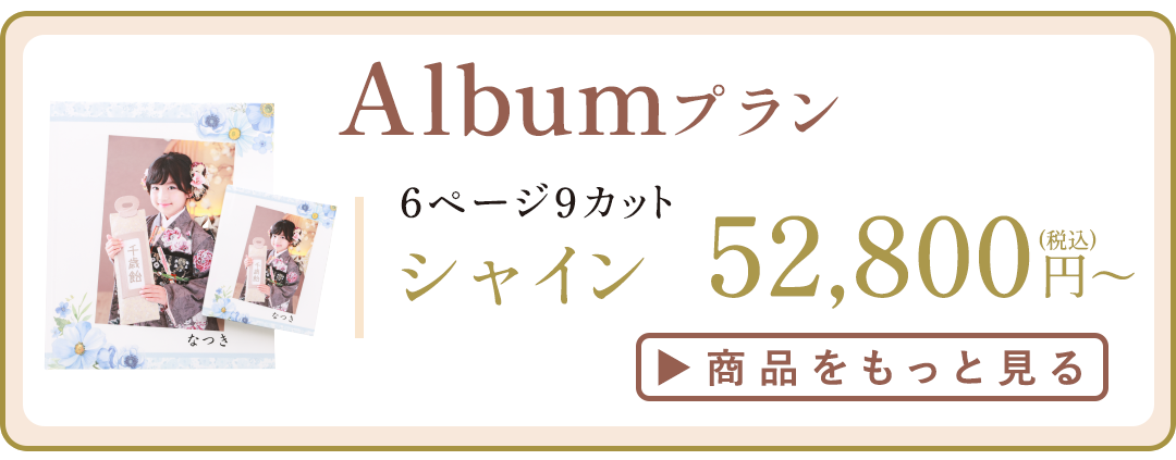 Albumプラン。多彩なデザインとページカット。シャイン 52,800円から。