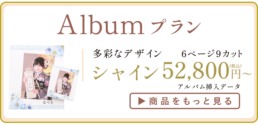 Albumプラン。多彩なデザインとページカット。シャイン 52,800円から。